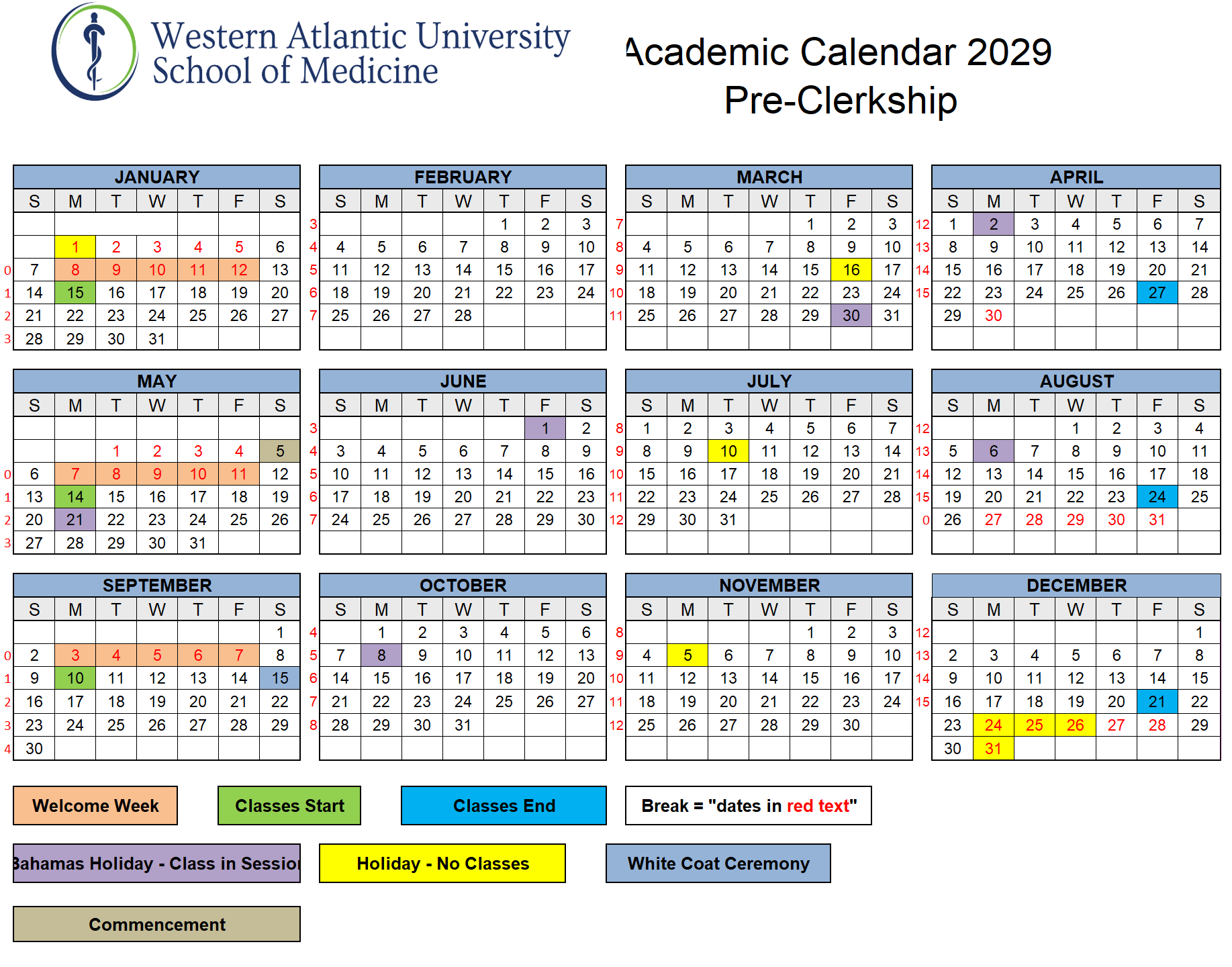 Academic Calendar 2029
